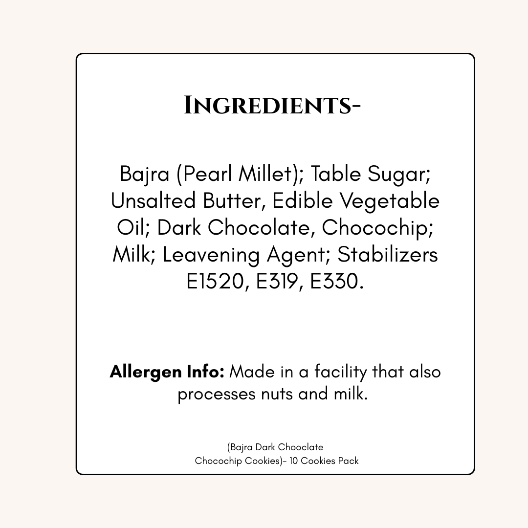 Bajra Chocochip Dark Chocolate Millet Butter Cookies 140g