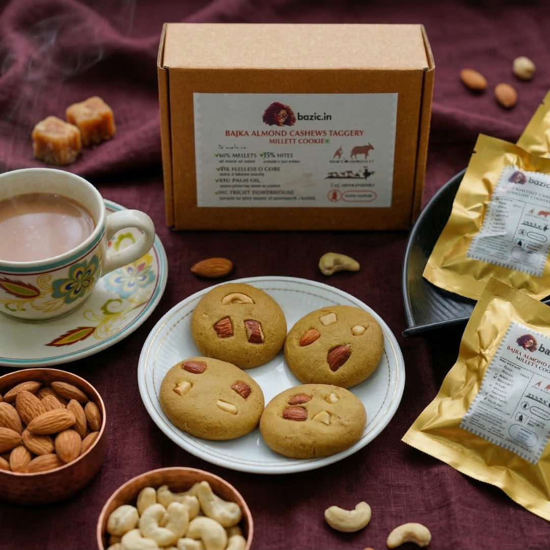 Bajra Almond Cashew Millet Butter Cookies | Jaggery-Sweetened, Butter-Rich, No Refined Sugar | 140g