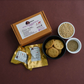 Bazic Jowar Ajwain Jaggery Butter Cookies gold foil sachet packaging front view