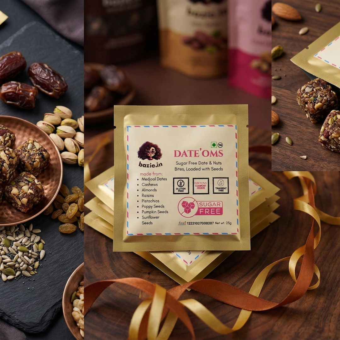 Bazic DateOms natural date and nut bites pack no added sugar gluten free India
