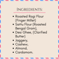Ingredient list for Bazic Ragi Laddu — ragi flour, sattu, jaggery, ghee, cashew, almond, cardamom