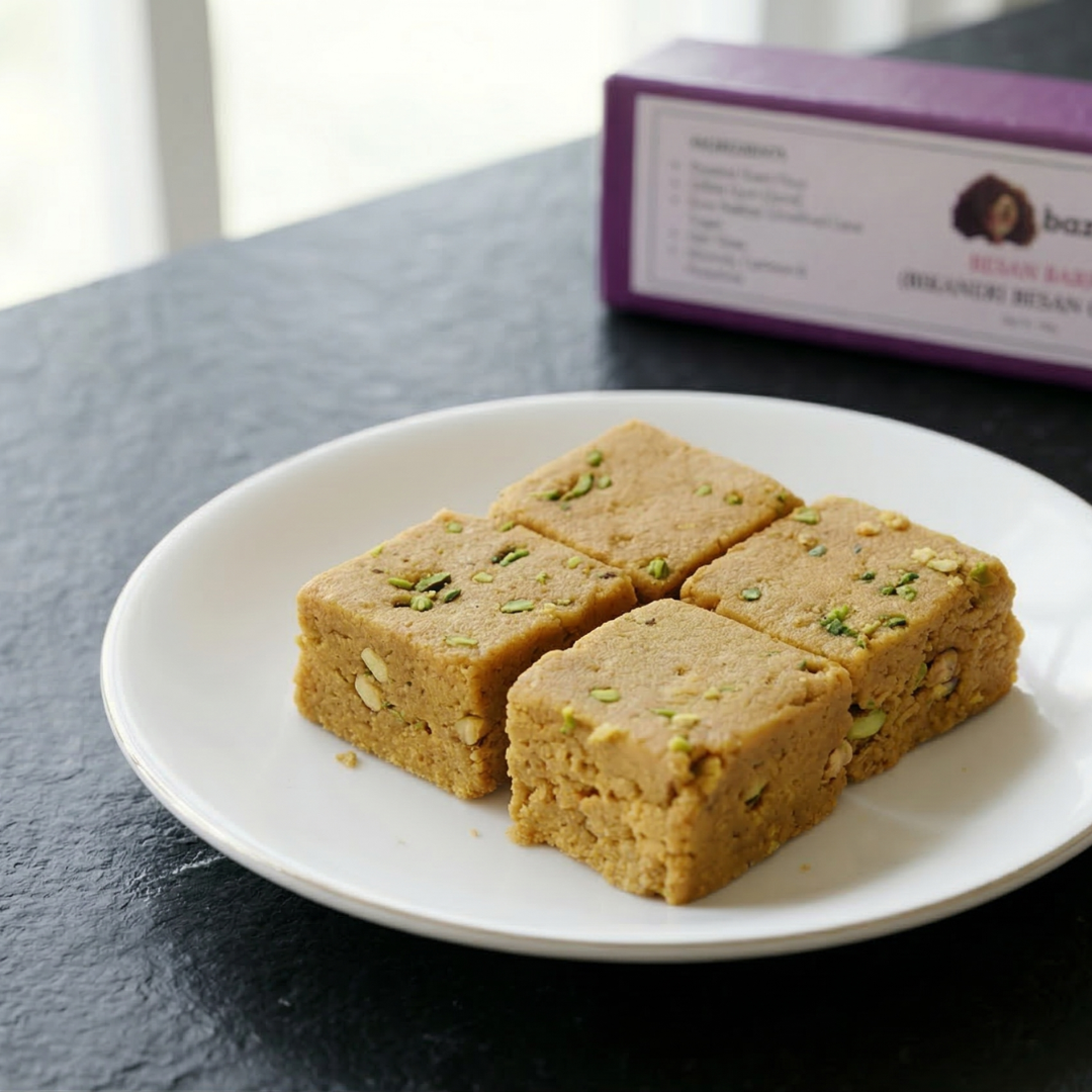 Sattu Barfi – Bikaneri Besan Chakki | 5 Pieces, 100g | Bazic | No Refined Sugar | High Protein